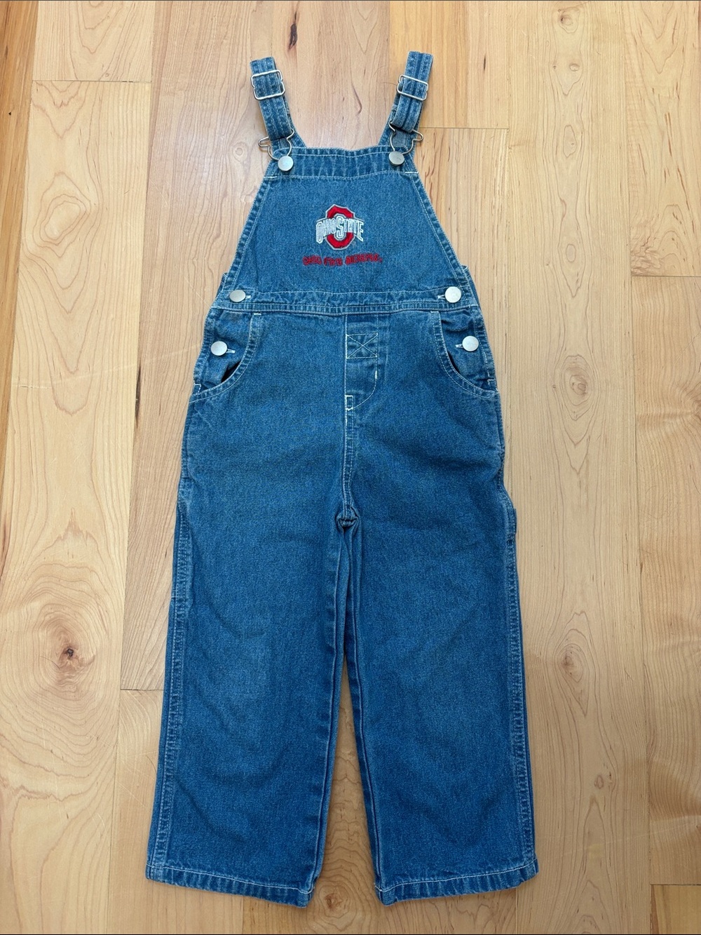 Vintage Ohio State Buckeyes Kids Unisex Embroidered Denim Jean Overalls